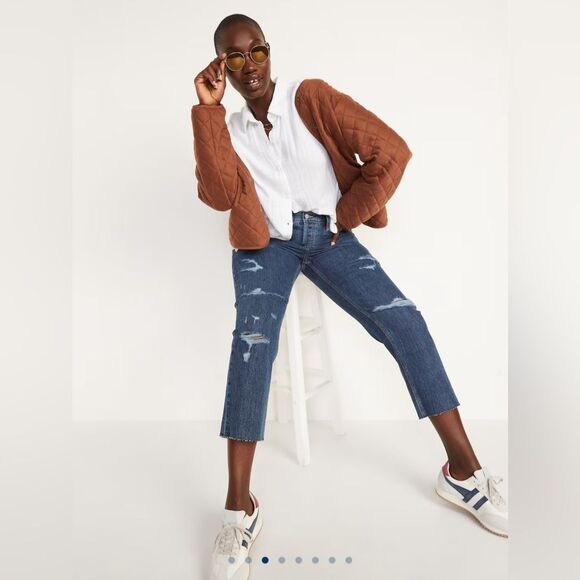 NWT Old Navy High-Waisted Button-Fly Slouchy Straight Secret-Slim Pockets Jeans - Picture 10 of 15